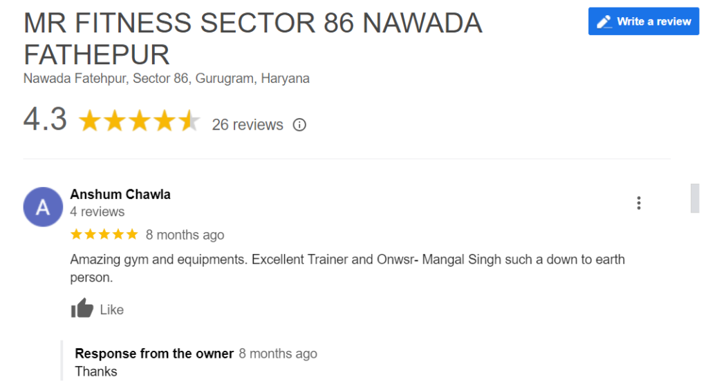 review of mr gym gurgaon